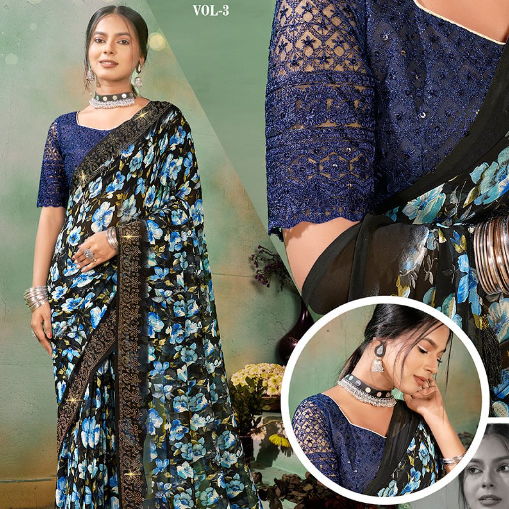 Enhance your saree elegance with prints that seamlessly blend, the