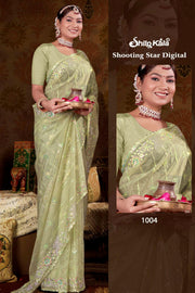 Star Glass Tissue Saree with Jarkan Diamond and Hand Work Embroidery with exclusive design (8 Colours Available).