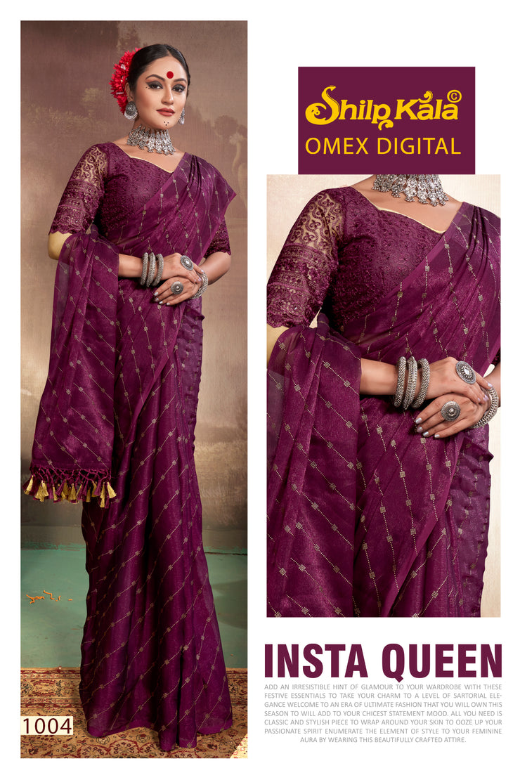 Omex Multicolor Chiffon Saree with Tone to Tone Matching (8 Colours Available).