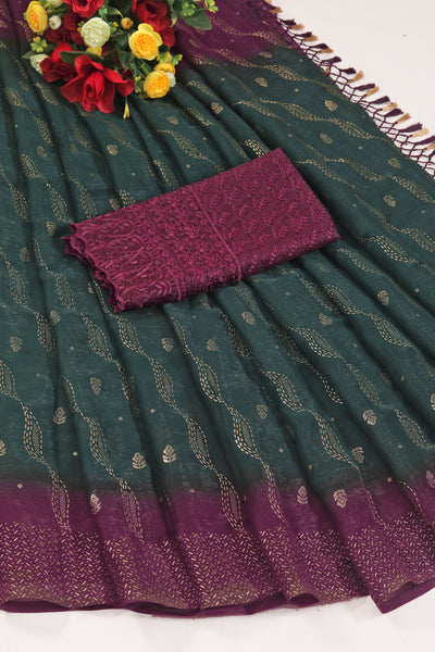 Samarthya Bottle Green Magenta Saree with Padding Concept