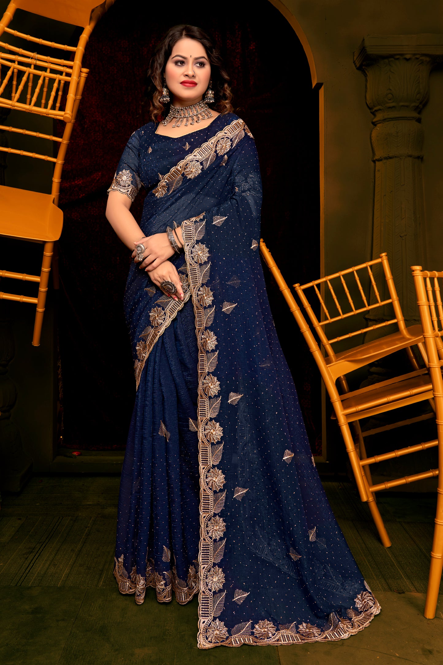 Rajrani Work Organza Saree – Sheer Elegance with Intricate Design for a Regal Look (8 Colours Available).