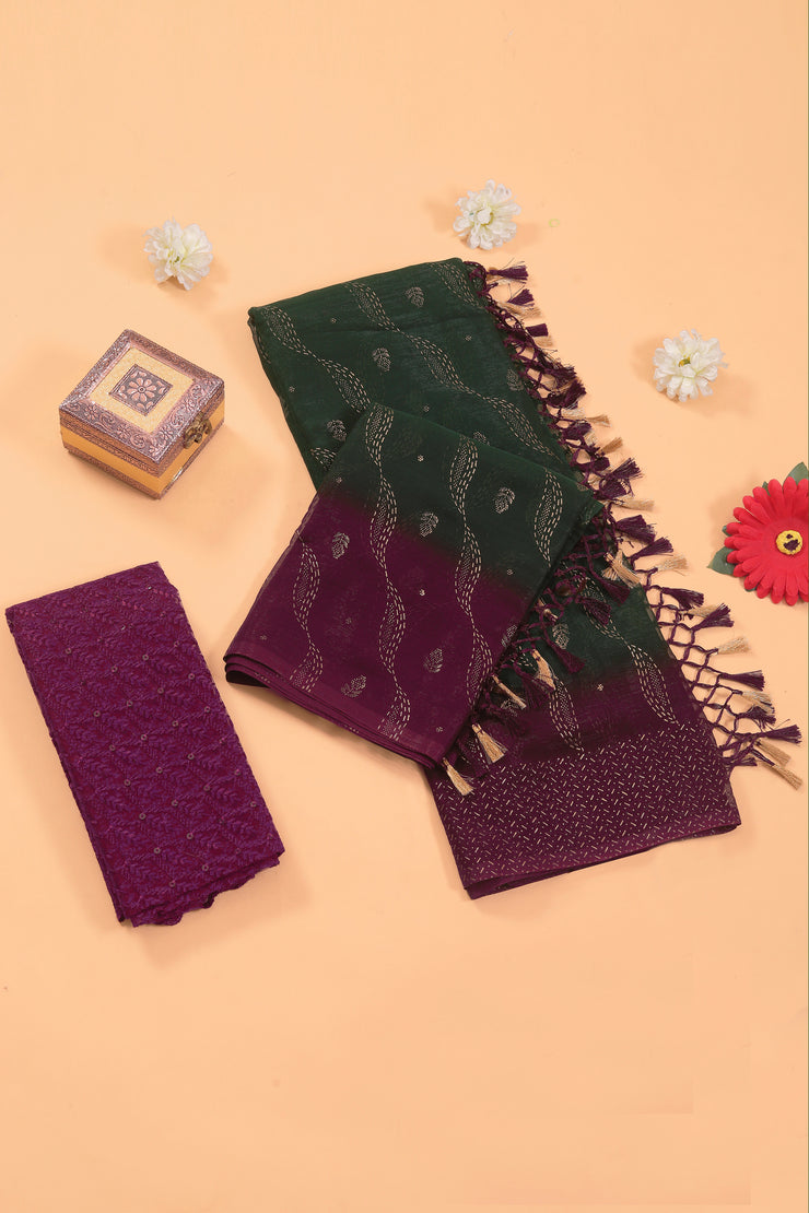 Samarthya Bottle Green Magenta Saree with Padding Concept