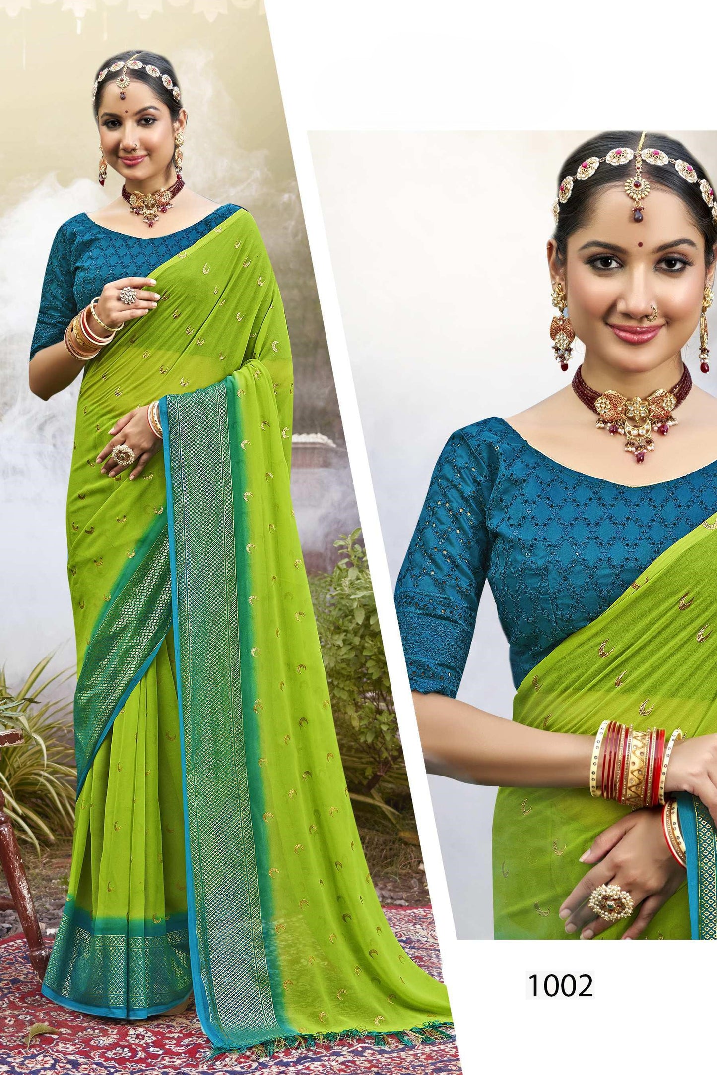 Chandra Kon Light Georgette Saree – Graceful Flow with Elegant Design for a Refined Look (8 Colours Available).