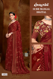 Subh Mangal Multicolor Chiffon Saree with Fancy Lace (8 Colours Available).