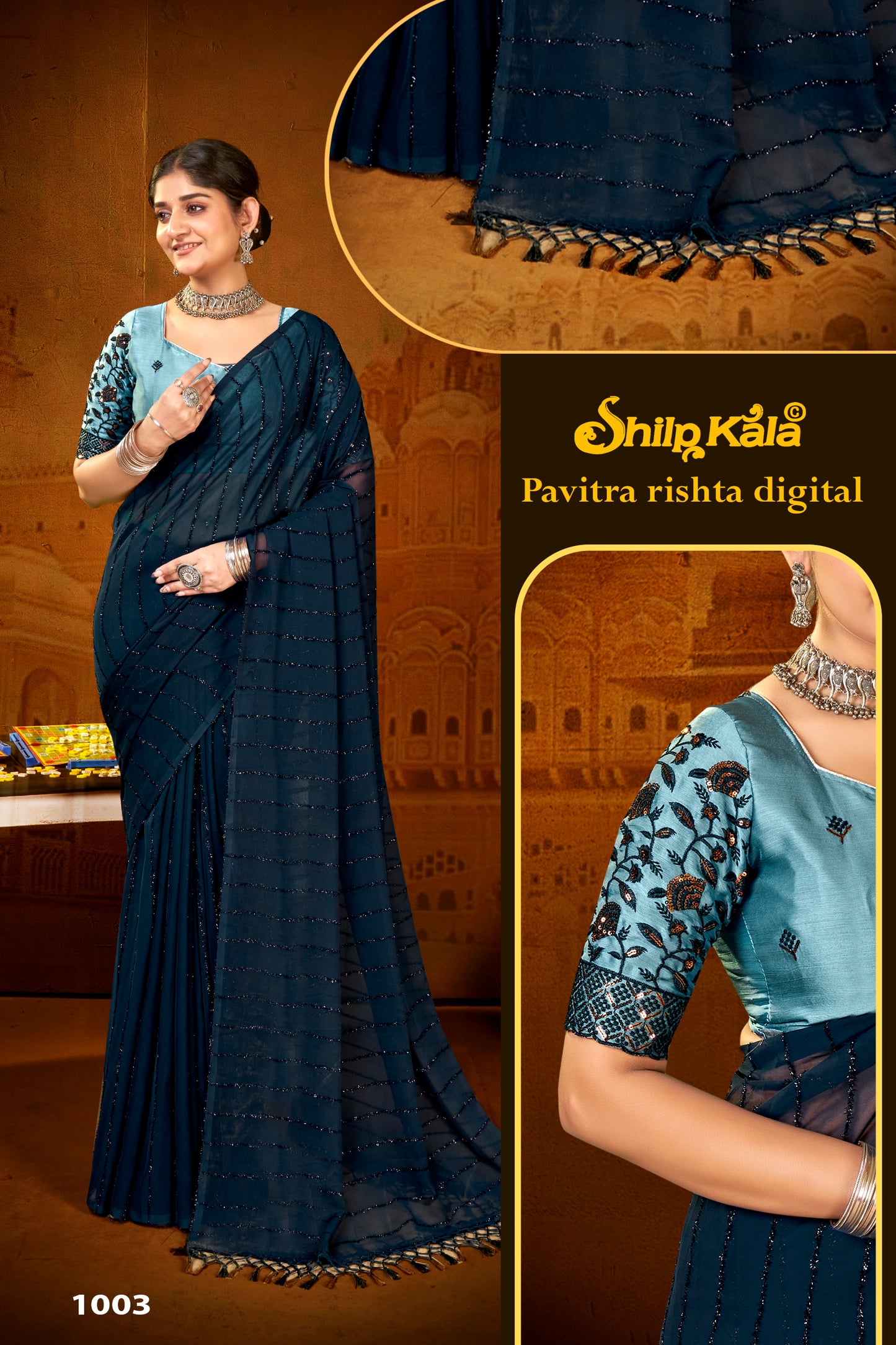 Pavitra Rishta Multicolor Saree with Fancy Work Blouse