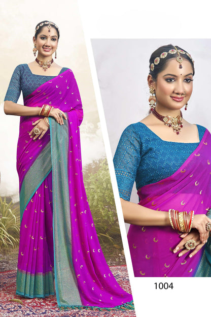 Chandra Kon Light Georgette Saree – Graceful Flow with Elegant Design for a Refined Look (8 Colours Available).