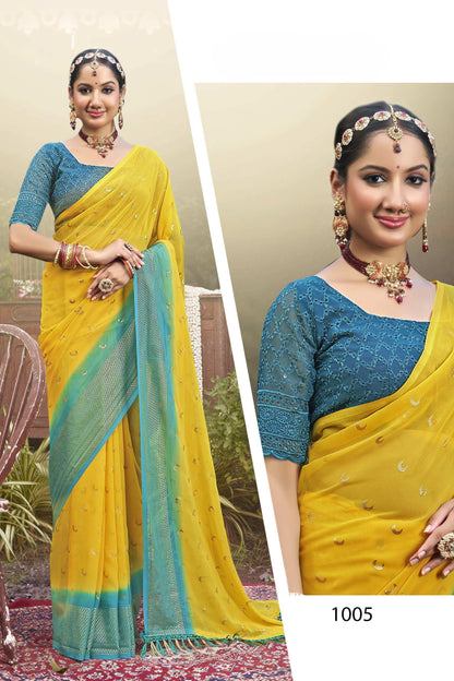 Chandra Kon Light Georgette Saree – Graceful Flow with Elegant Design for a Refined Look (8 Colours Available).