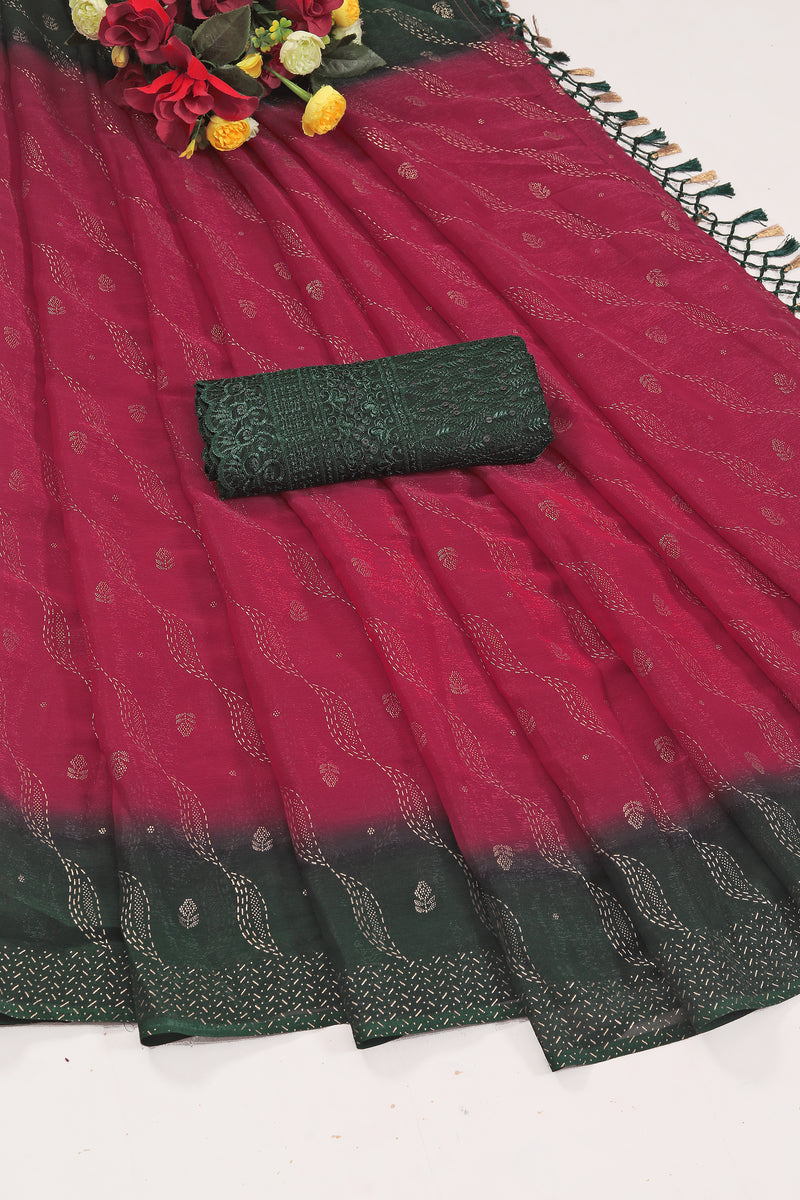 Samarthya Bottle Green Maroon Saree with Padding Concept