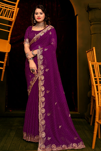 Rajrani Work Organza Saree – Sheer Elegance with Intricate Design for a Regal Look (8 Colours Available).