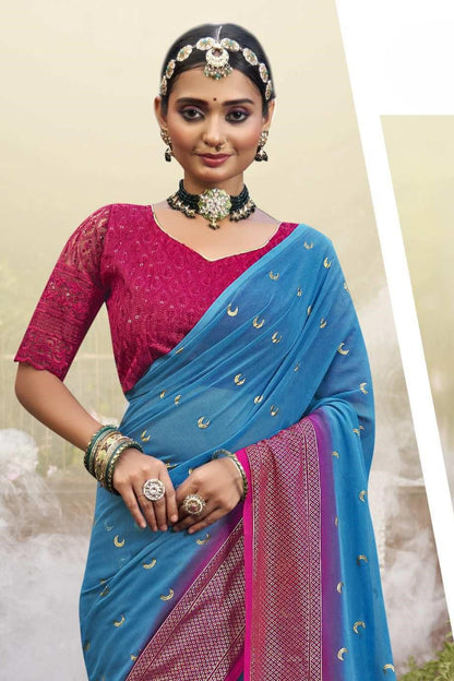 Chandra Kon Light Georgette Saree – Graceful Flow with Elegant Design for a Refined Look (8 Colours Available).