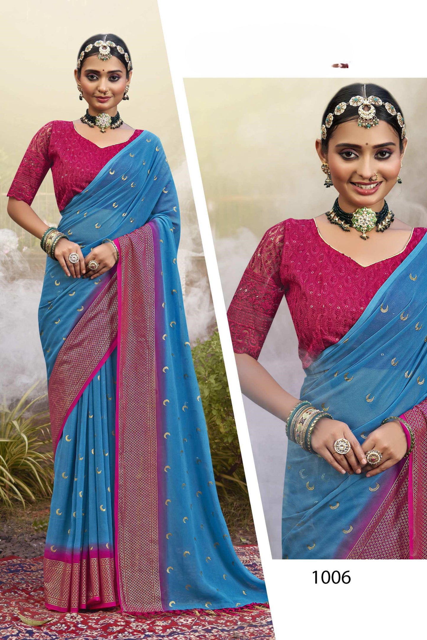 Chandra Kon Light Georgette Saree – Graceful Flow with Elegant Design for a Refined Look (8 Colours Available).