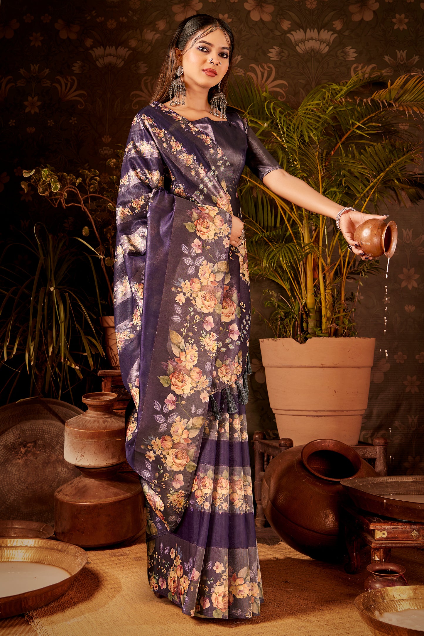 Brezza Jacquard Saree – Intricate Patterns with Rich Texture for a Sophisticated Look (8 Colours Available).