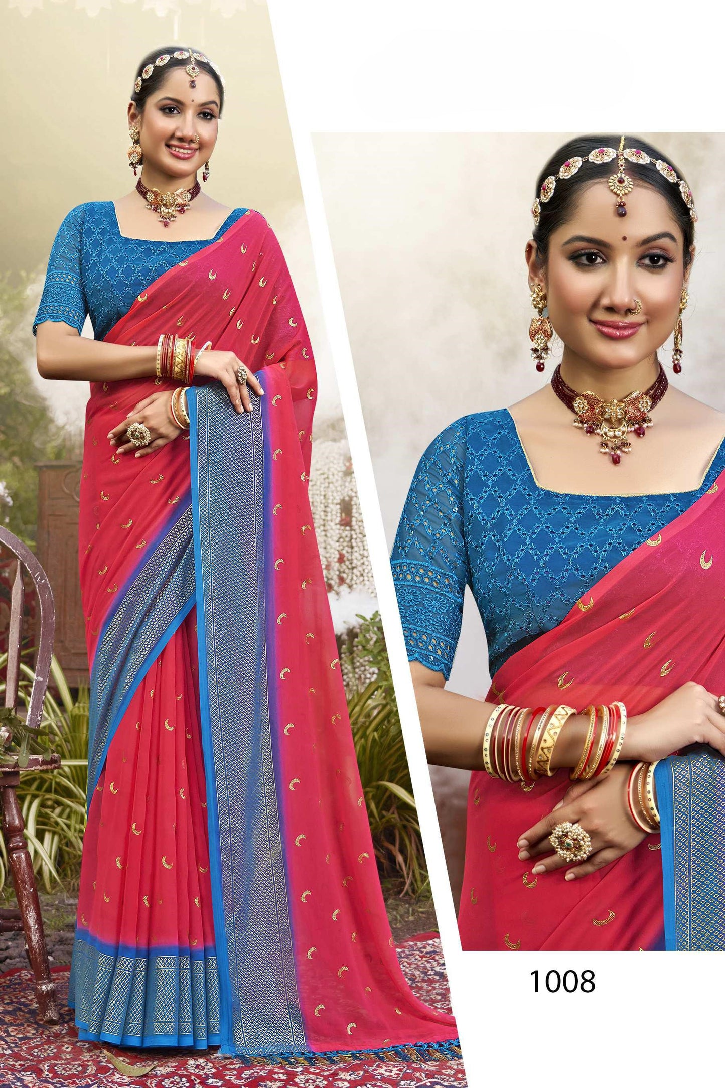 Chandra Kon Light Georgette Saree – Graceful Flow with Elegant Design for a Refined Look (8 Colours Available).