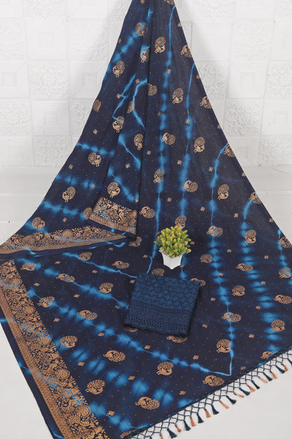 Google 2 Navy Blue Chiffon Saree with Prism Concept