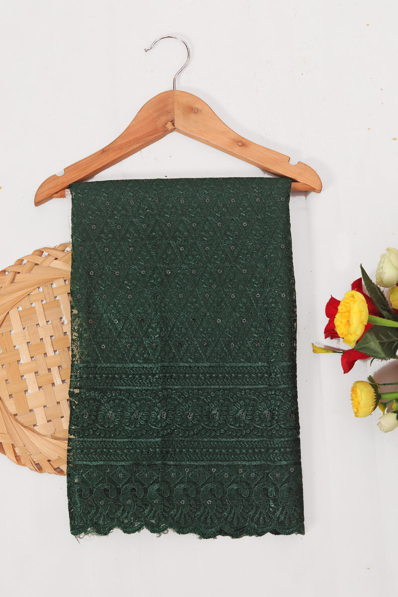 Roseline Bottle Green Chiffon Saree with Rose Flower Print