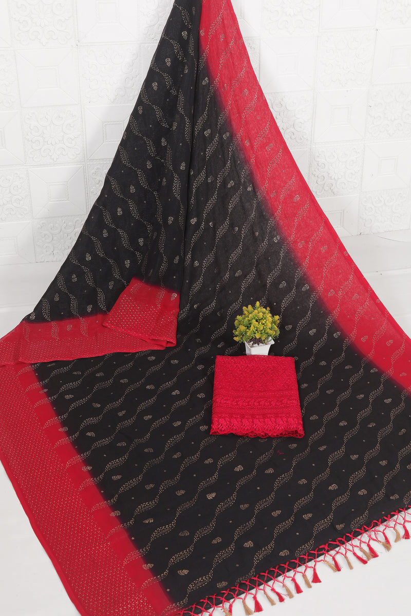 Samarthya Black Red Saree with Padding Concept