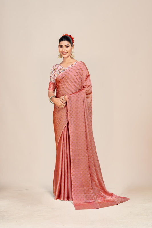 Vande Bharat Chiffon Saree with Digital Printed Blouse and Best Selling Saree Design. (8 Colours Available). *