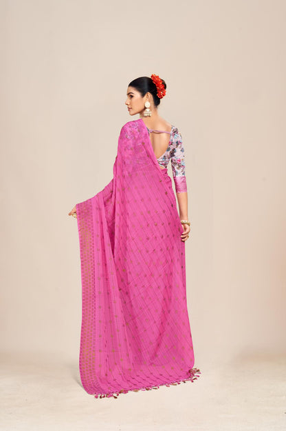 Swikar Multicolor Saree with Silver Foil Printing and Fancy Fabric (7 Colours Available).