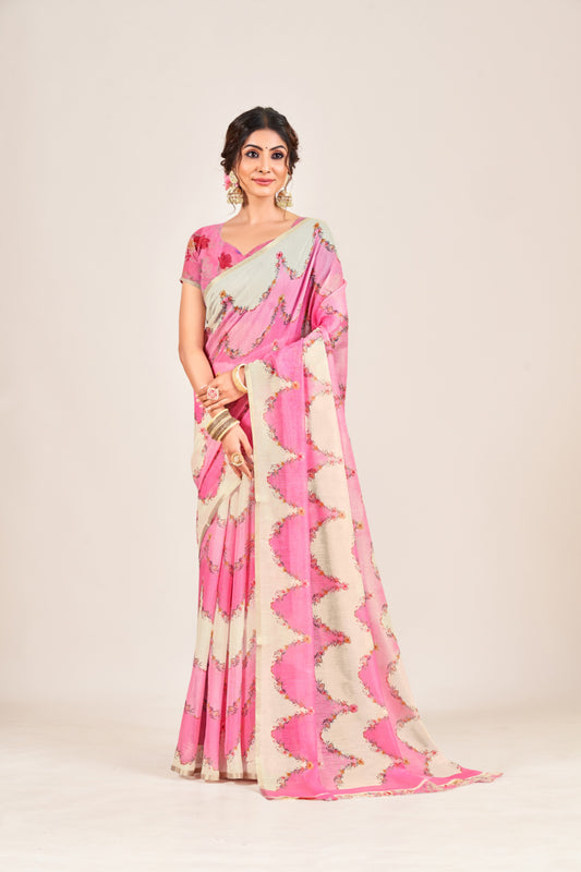 Gulabo Soft Cotton Chanderi Saree with Fancy Blouse (10 Colours Available).