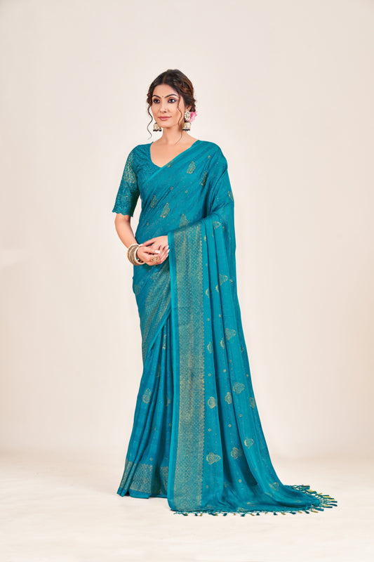 Shubhnamastu Multicolor Jari Patta Saree with Elegant Design (8 Colours Available). **