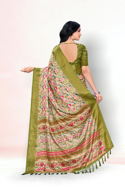 Jasmine Elegance Polyester Saree – Simplistic Beauty with a Modern Edge**