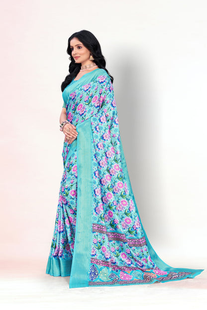 Jasmine Elegance Polyester Saree – Simplistic Beauty with a Modern Edge**