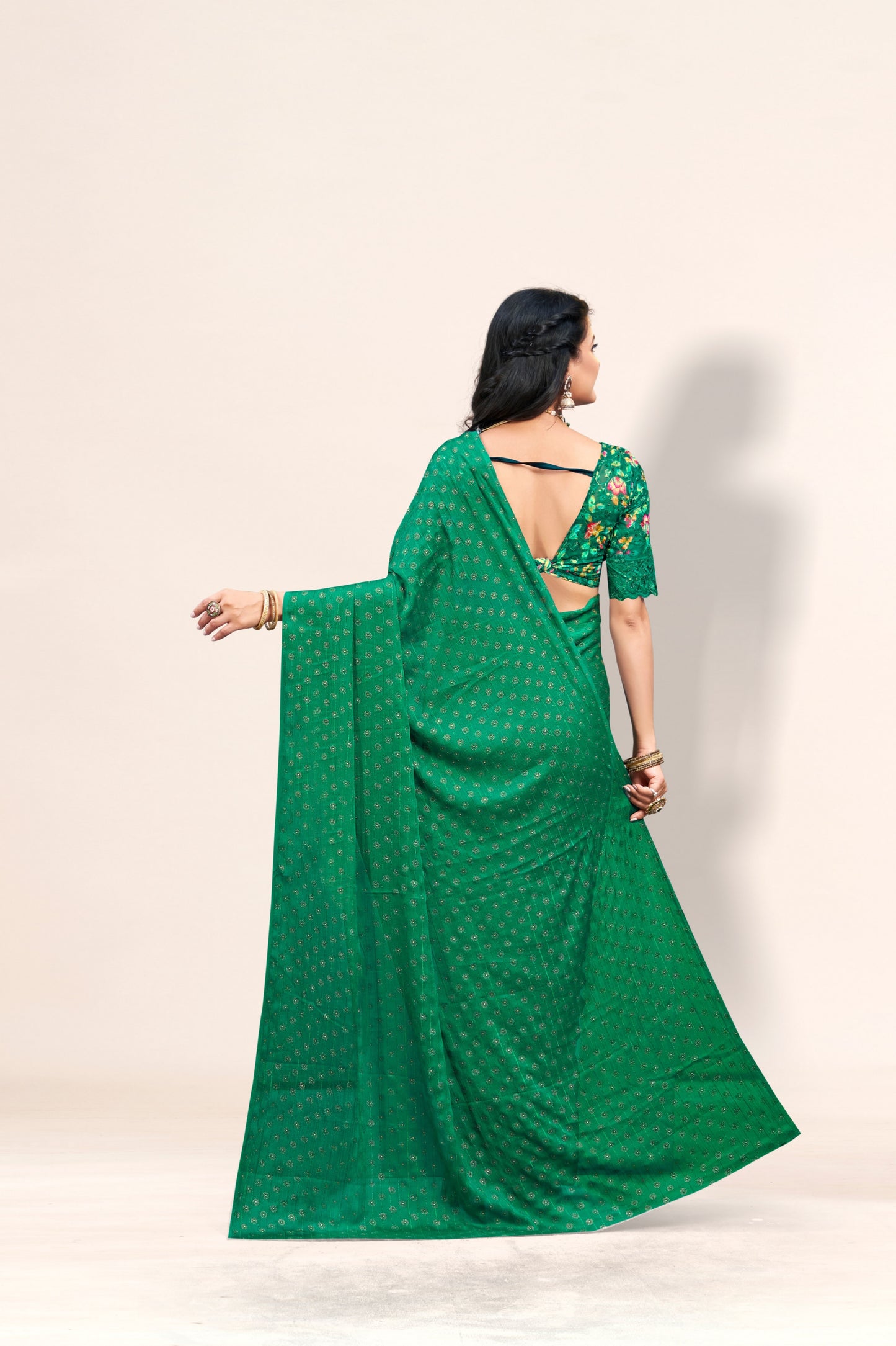 Rado Digital Gold Moss Saree with Digital Printed Blouse and Best Selling Saree Design *