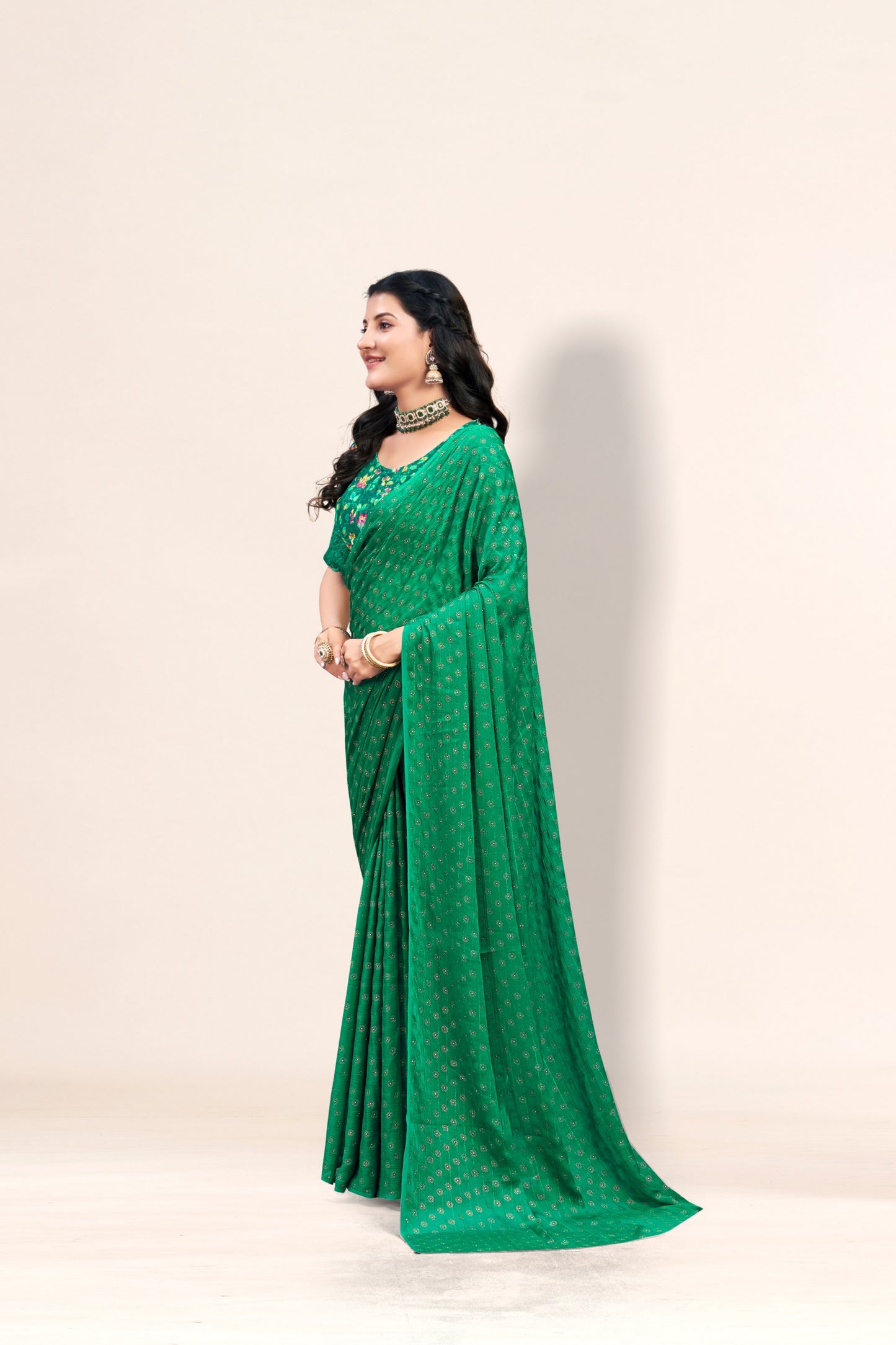 Rado Digital Gold Moss Saree with Digital Printed Blouse and Best Selling Saree Design *