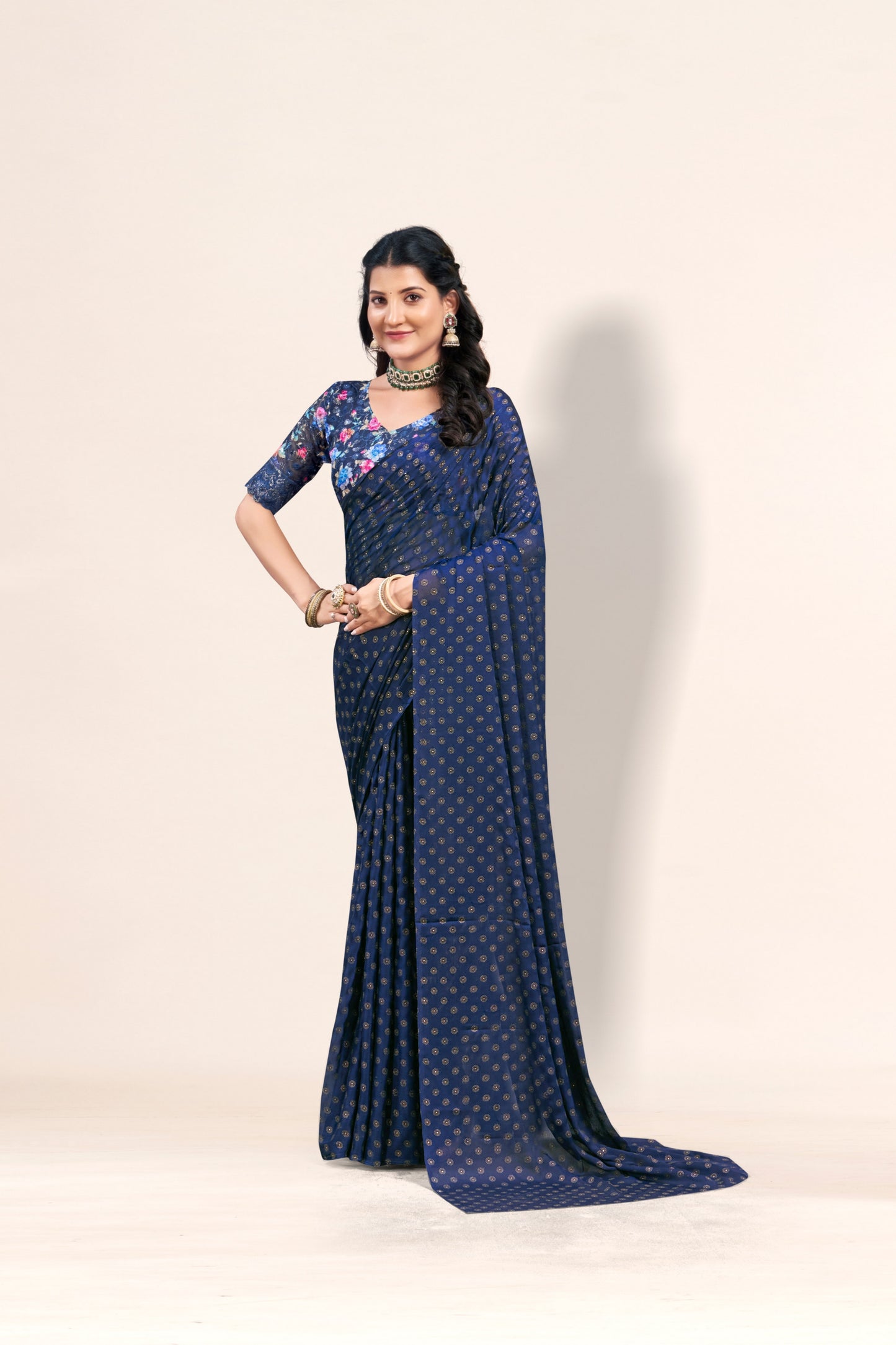 Rado Digital Gold Moss Saree with Digital Printed Blouse and Best Selling Saree Design *