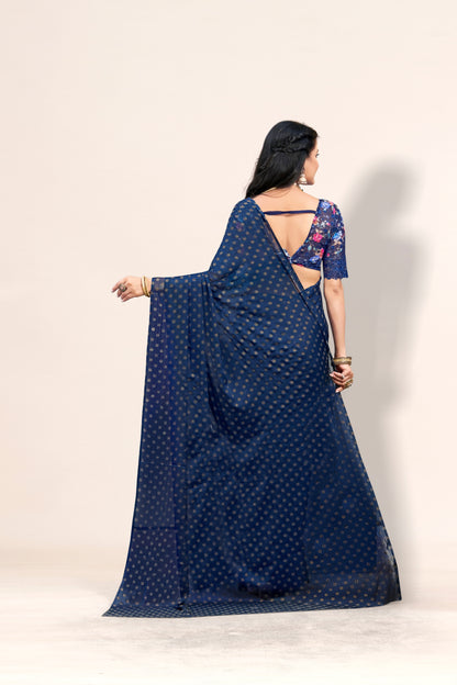 Rado Digital Gold Moss Saree with Digital Printed Blouse and Best Selling Saree Design *