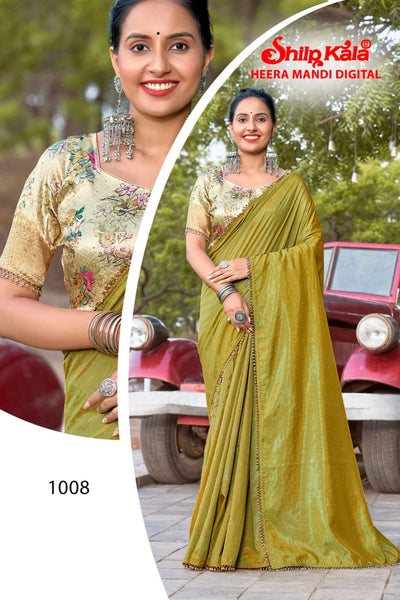 Heera Mandi Nylon Saree with Polyester Blouse and Contrast Matching (8 Colours).