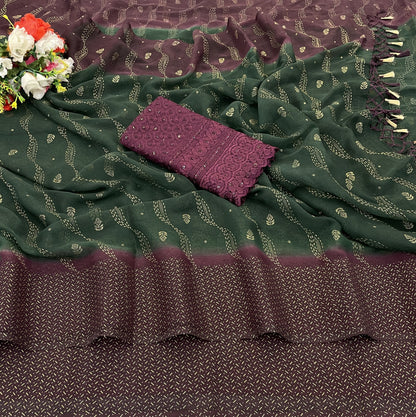 Samarthya Bottle Green + Magenta Saree with Padding Concept