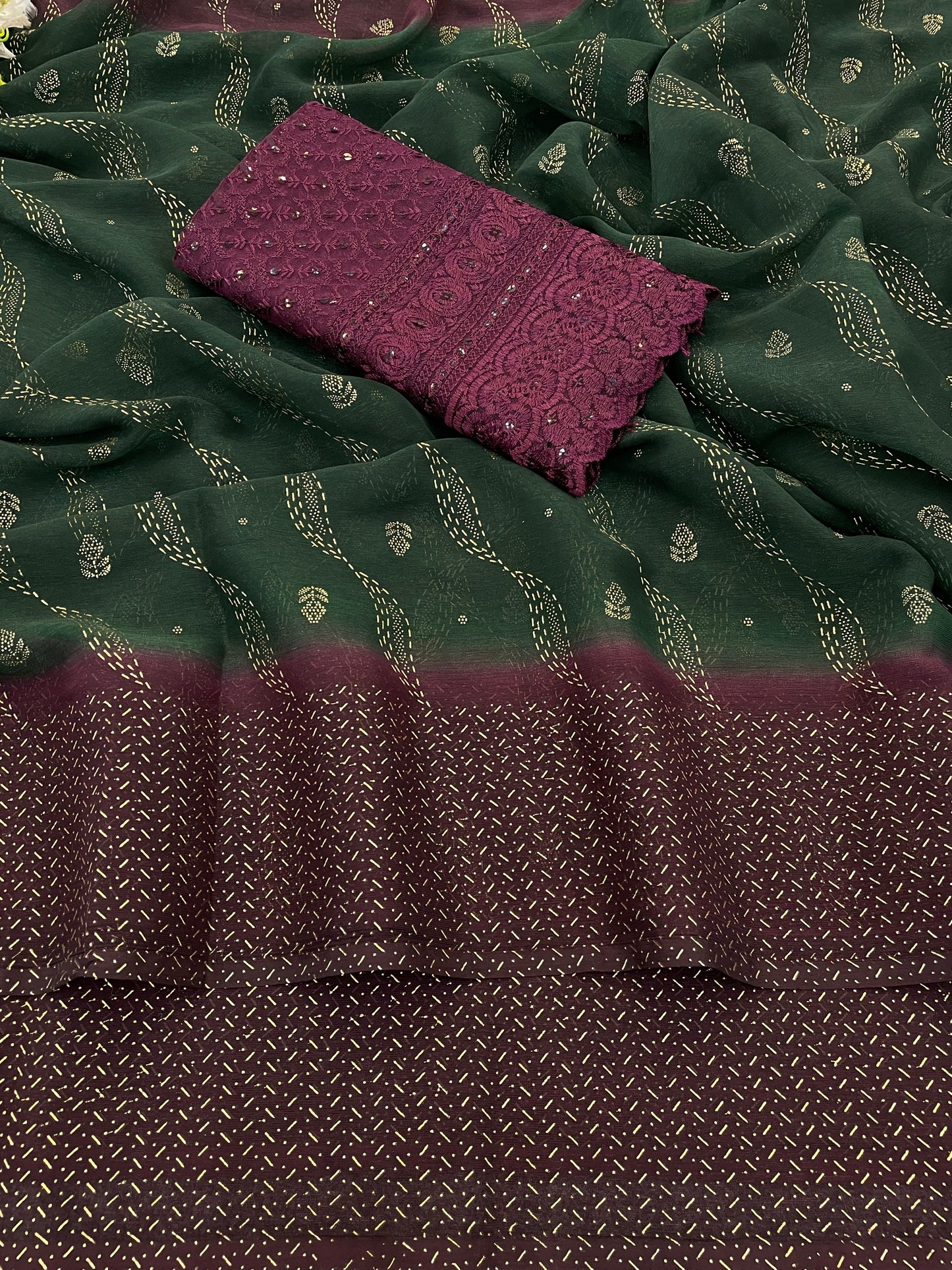 Samarthya Bottle Green + Magenta Saree with Padding Concept