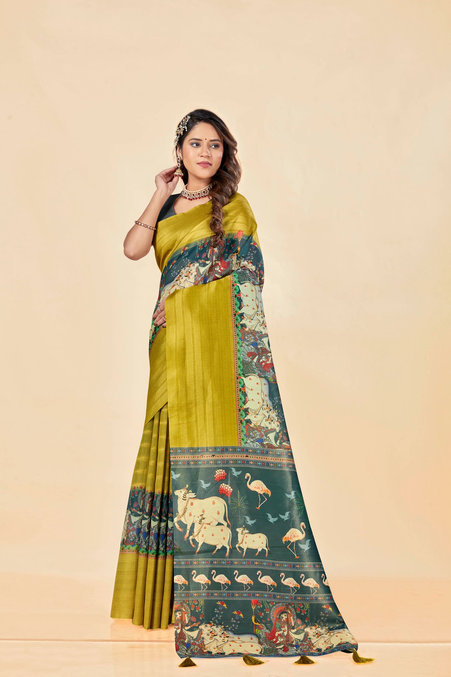 Malabar Multicolour Jacquard Saree with Elegant Digital Print 12 (8 Colours Available).