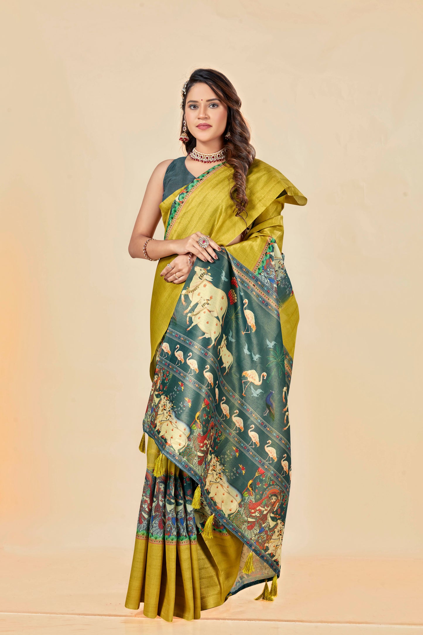 Malabar Multicolour Jacquard Saree with Elegant Digital Print 12 (8 Colours Available).