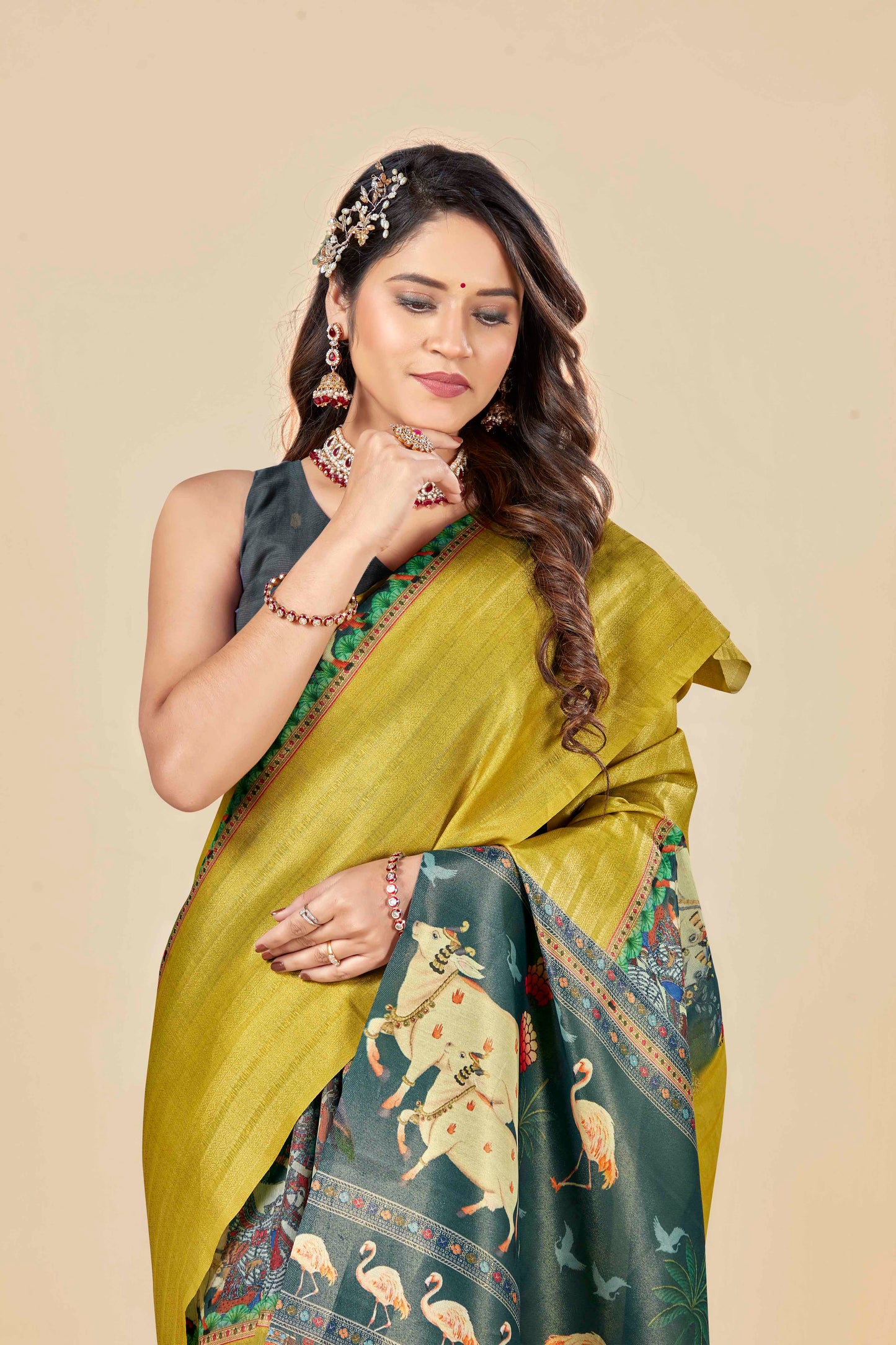 Malabar Multicolour Jacquard Saree with Elegant Digital Print 12 (8 Colours Available).