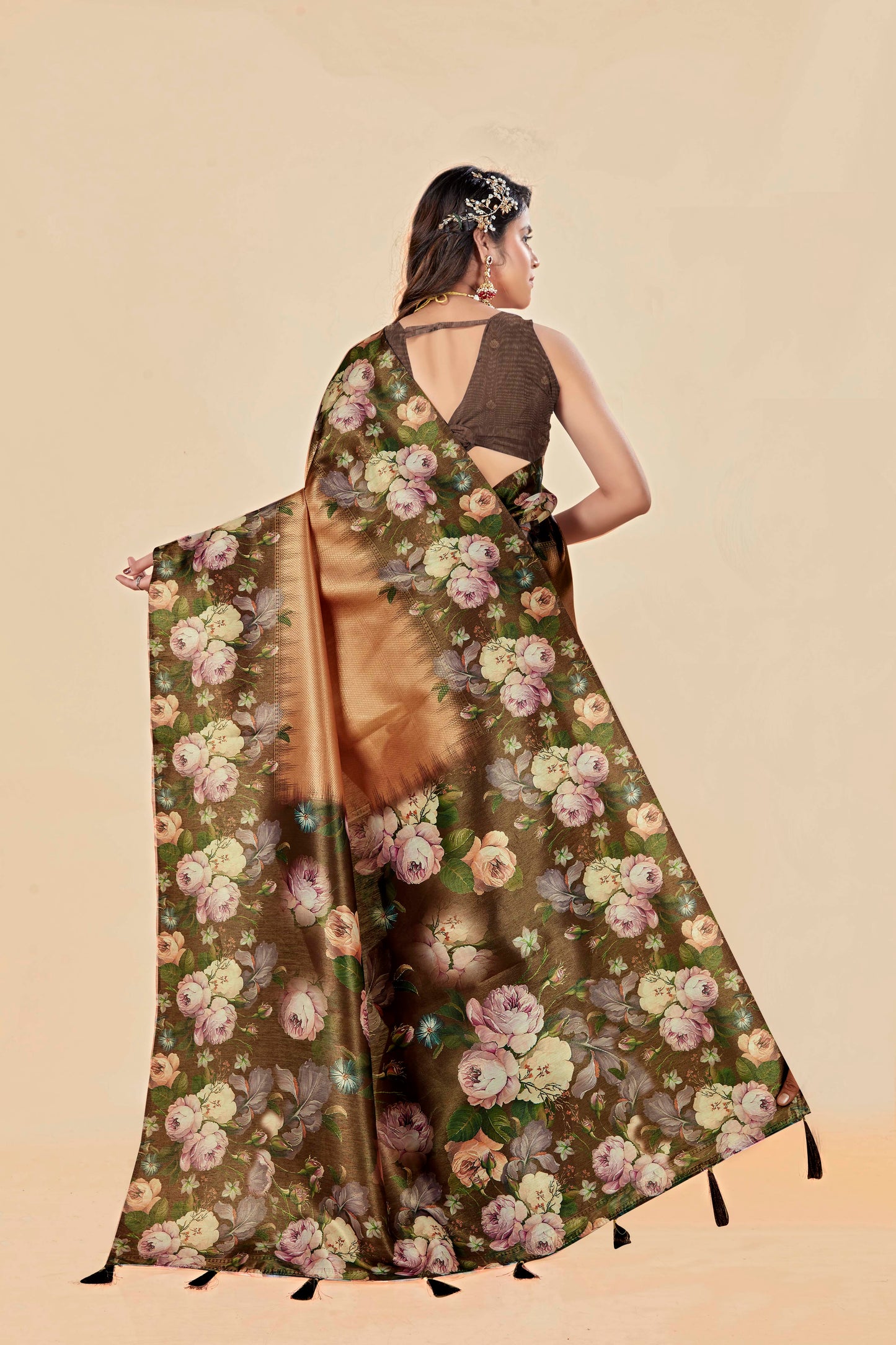 Malabar Multicolour Jacquard Saree with Elegant Digital Print 12 (8 Colours Available).