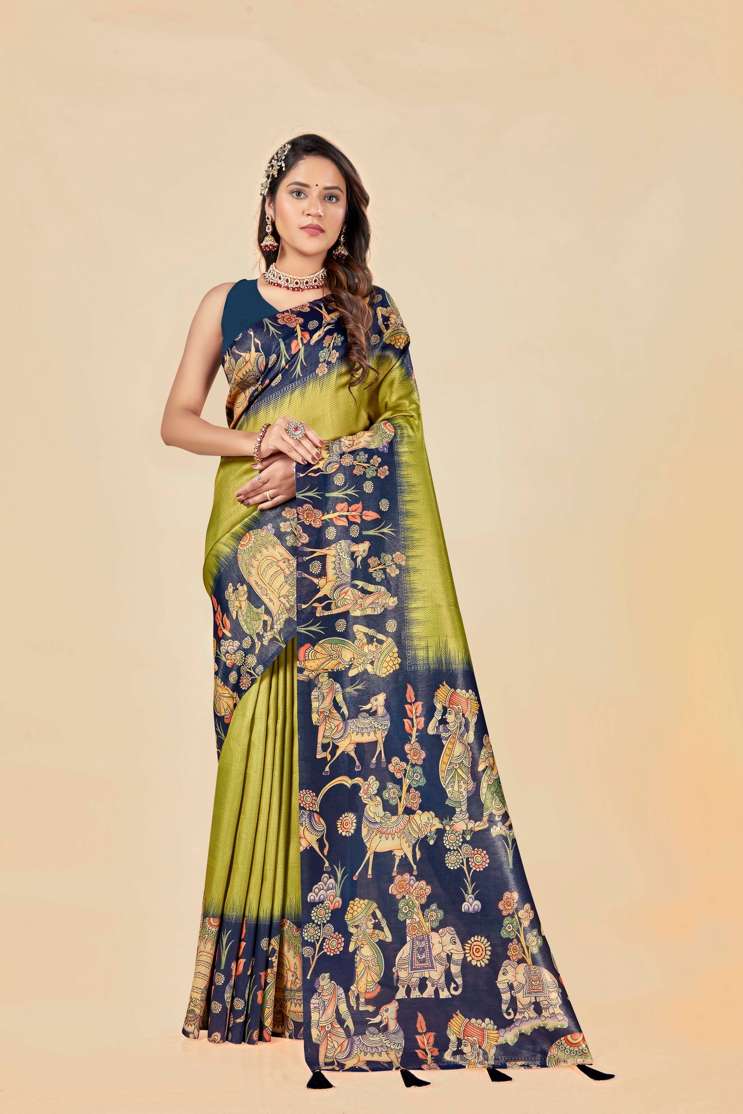 Malabar Multicolour Jacquard Saree with Elegant Digital Print 12 (8 Colours Available).