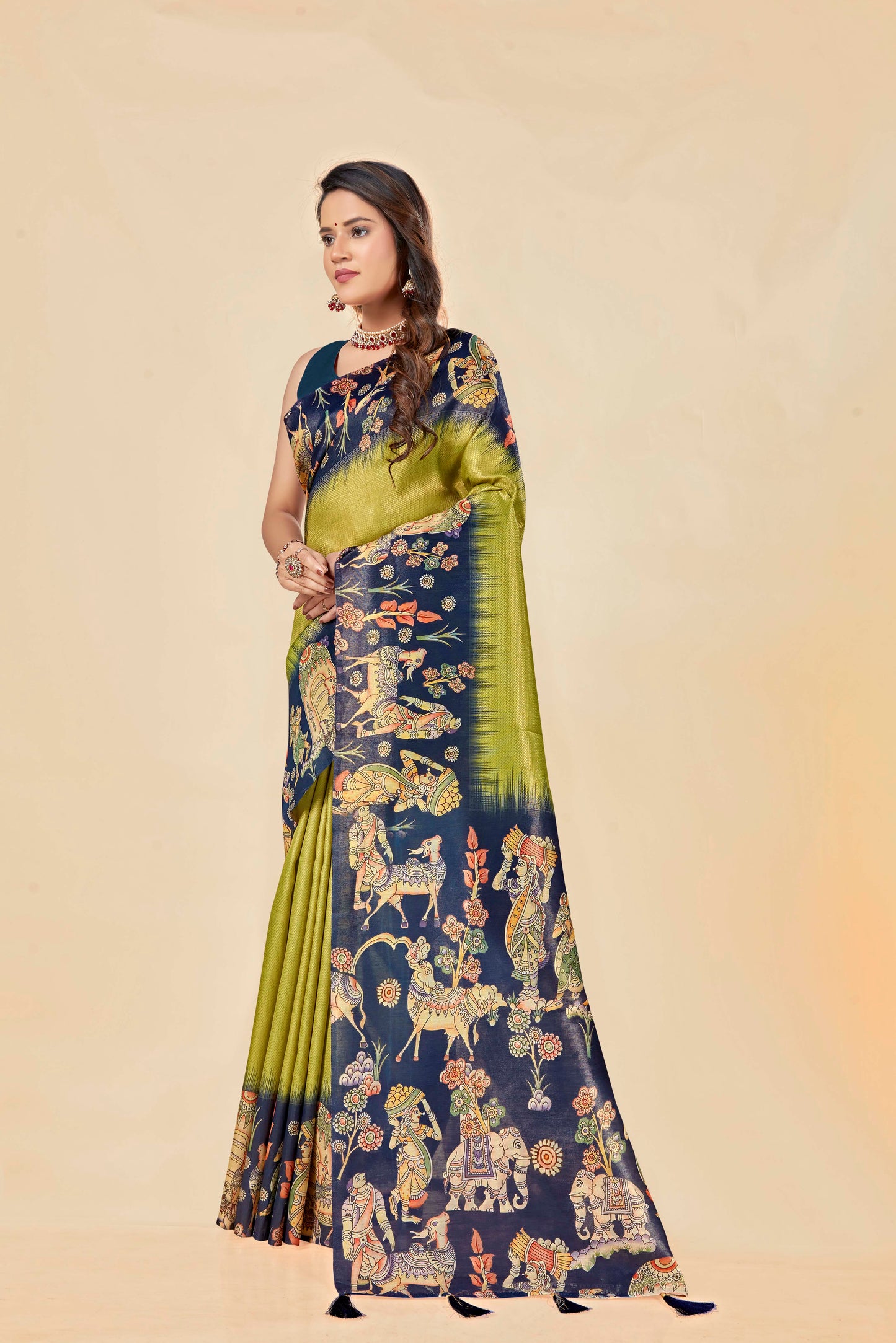 Malabar Multicolour Jacquard Saree with Elegant Digital Print 12 (8 Colours Available).