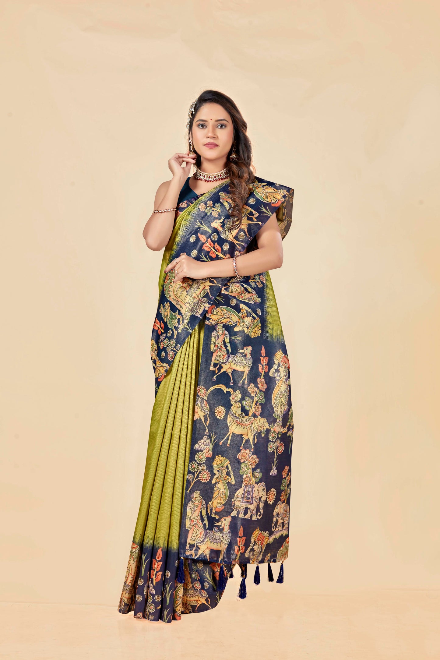 Malabar Multicolour Jacquard Saree with Elegant Digital Print 12 (8 Colours Available).