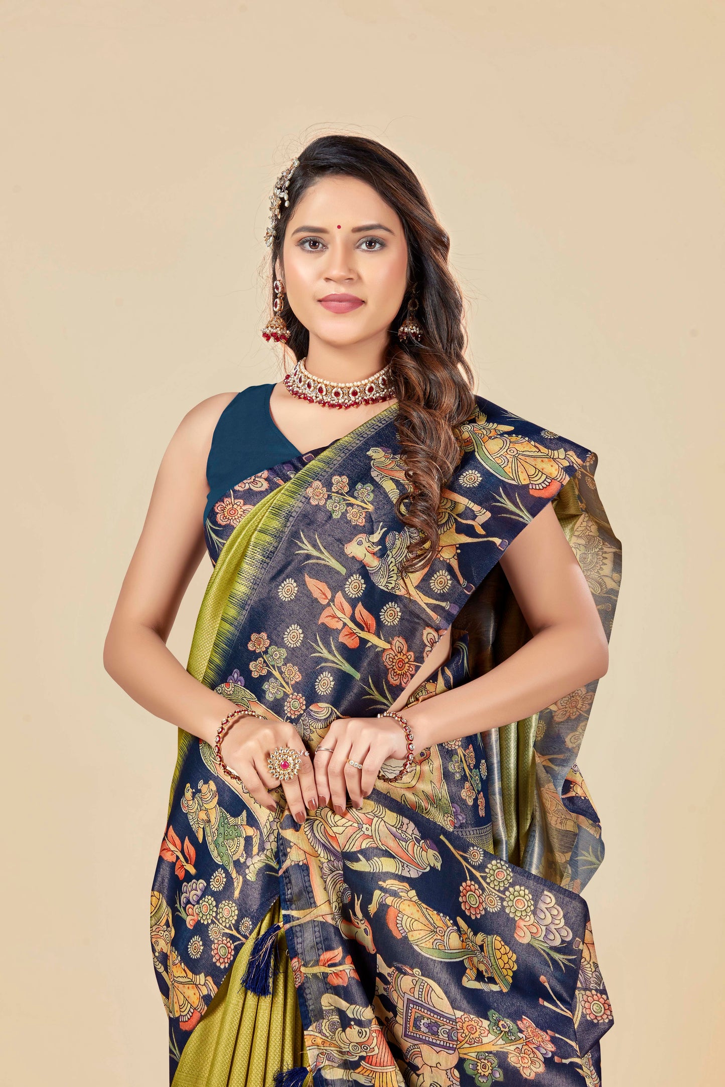 Malabar Multicolour Jacquard Saree with Elegant Digital Print 12 (8 Colours Available).