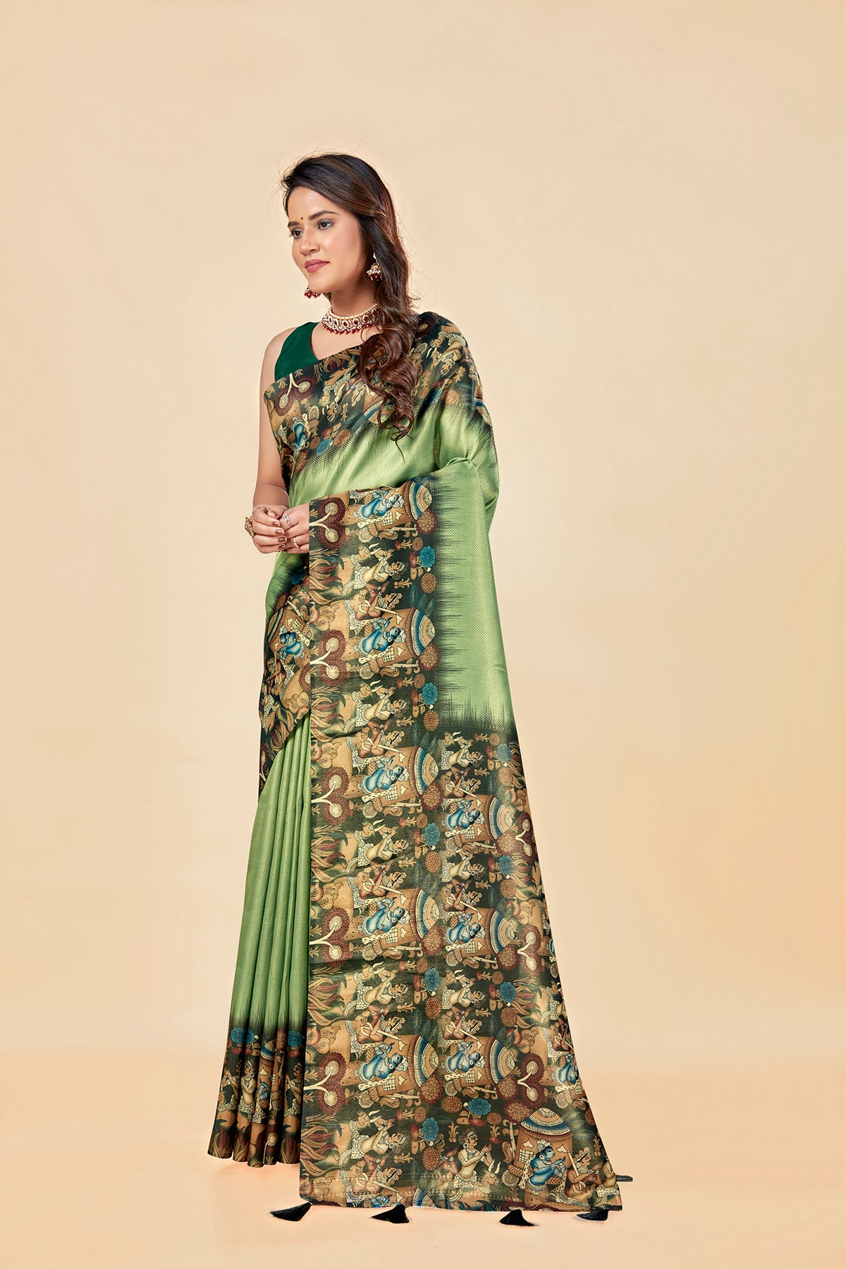 Malabar Multicolour Jacquard Saree with Elegant Digital Print 12 (8 Colours Available).