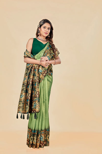 Malabar Multicolour Jacquard Saree with Elegant Digital Print 12 (8 Colours Available).