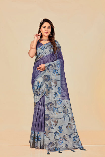 Malabar Multicolour Jacquard Saree with Elegant Digital Print 4 (8 Colours Available).