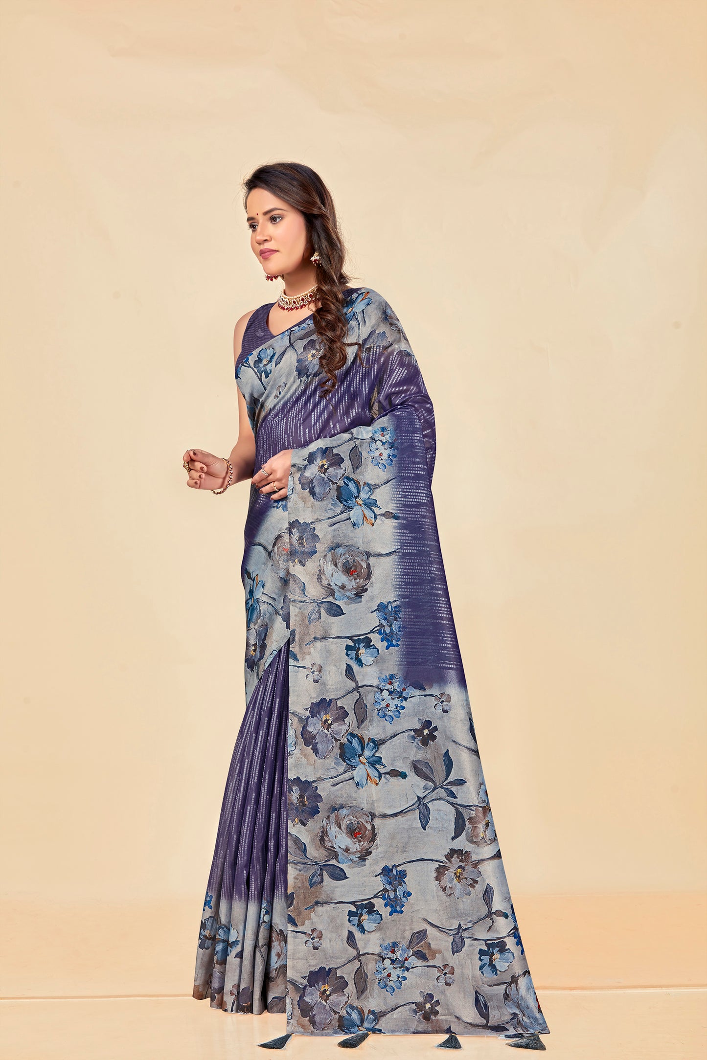 Malabar Multicolour Jacquard Saree with Elegant Digital Print 4 (8 Colours Available).