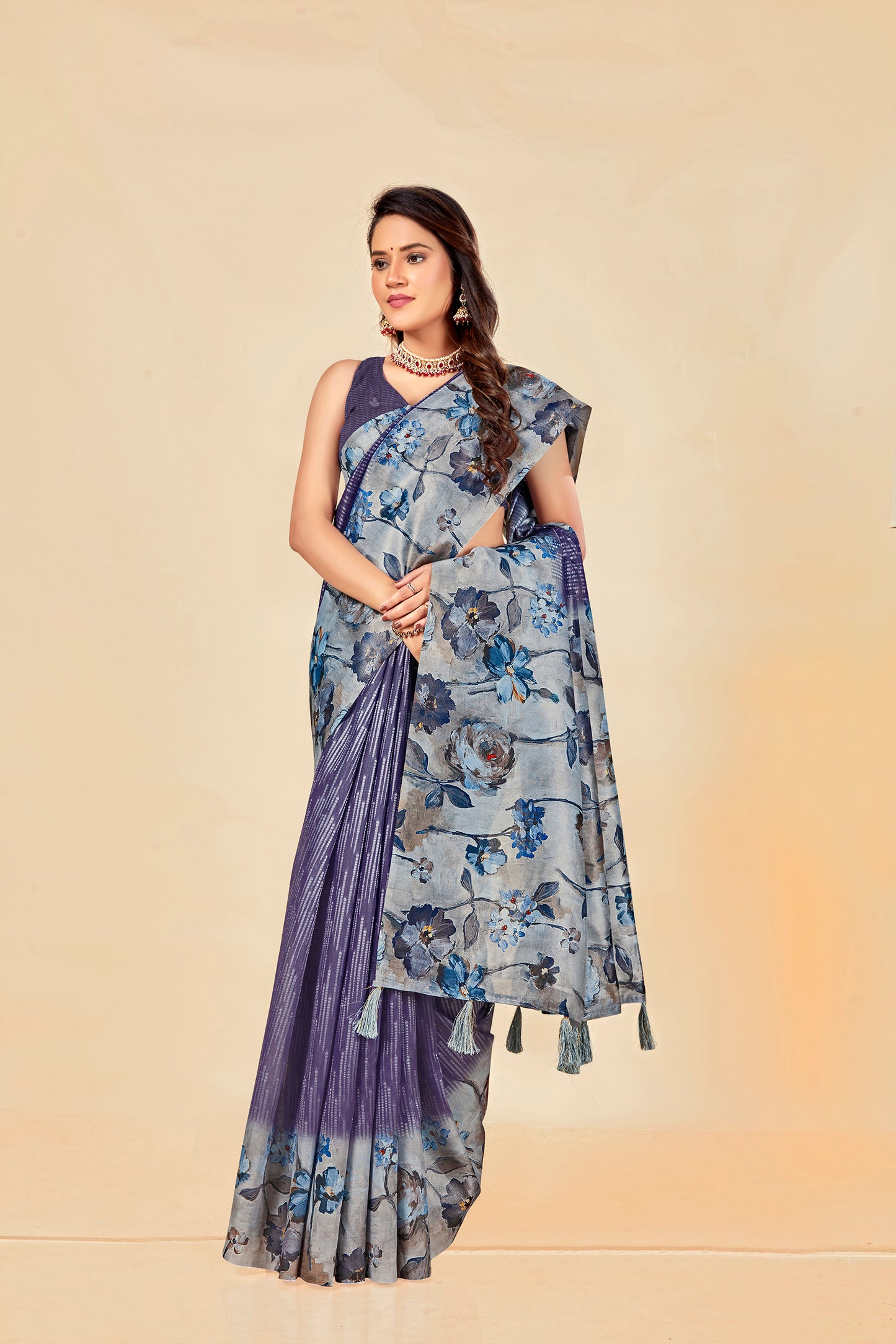 Malabar Multicolour Jacquard Saree with Elegant Digital Print 4 (8 Colours Available).