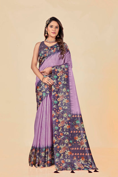 Malabar Multicolour Jacquard Saree with Elegant Digital Print 4 (8 Colours Available).