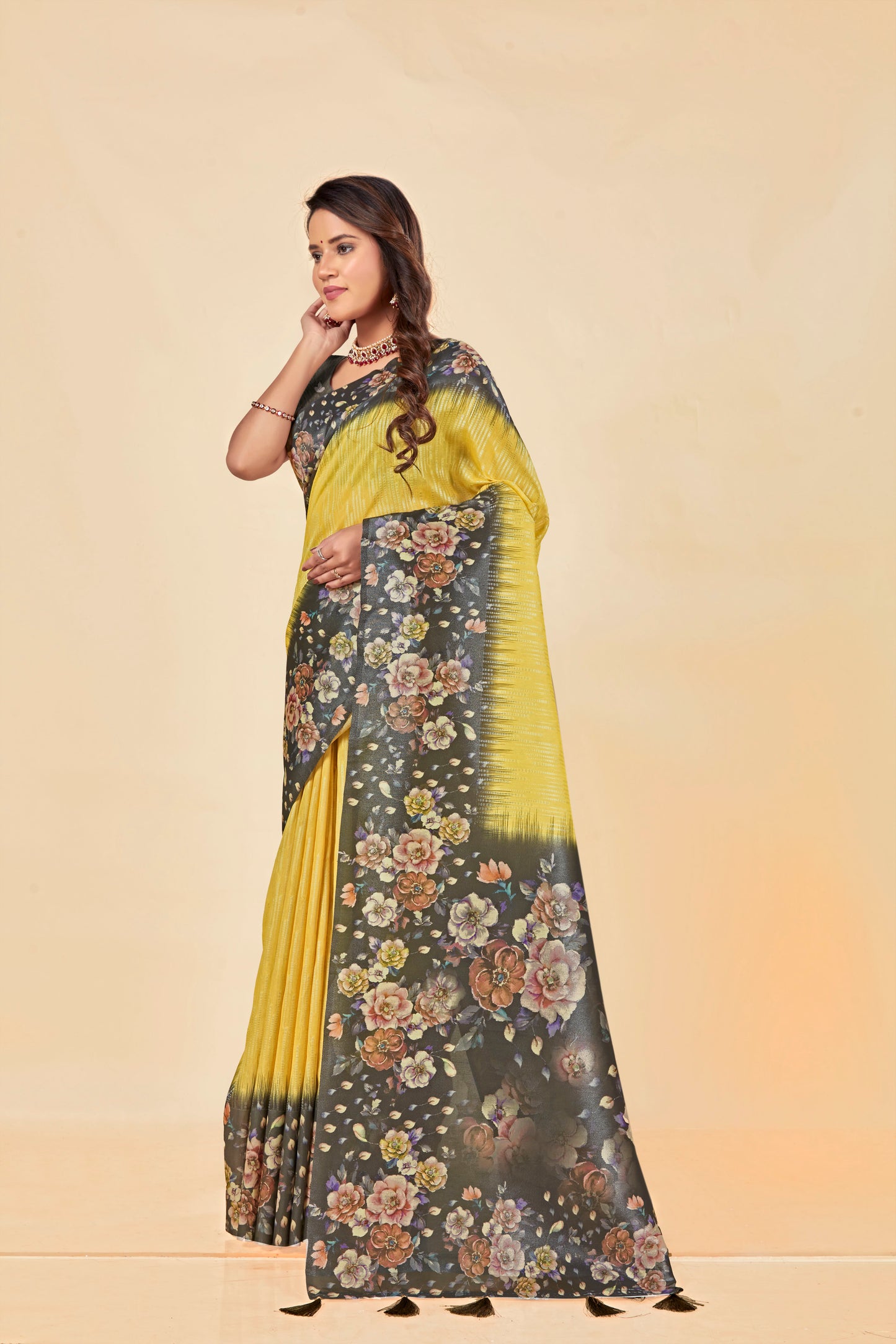 Malabar Multicolour Jacquard Saree with Elegant Digital Print 4 (8 Colours Available).