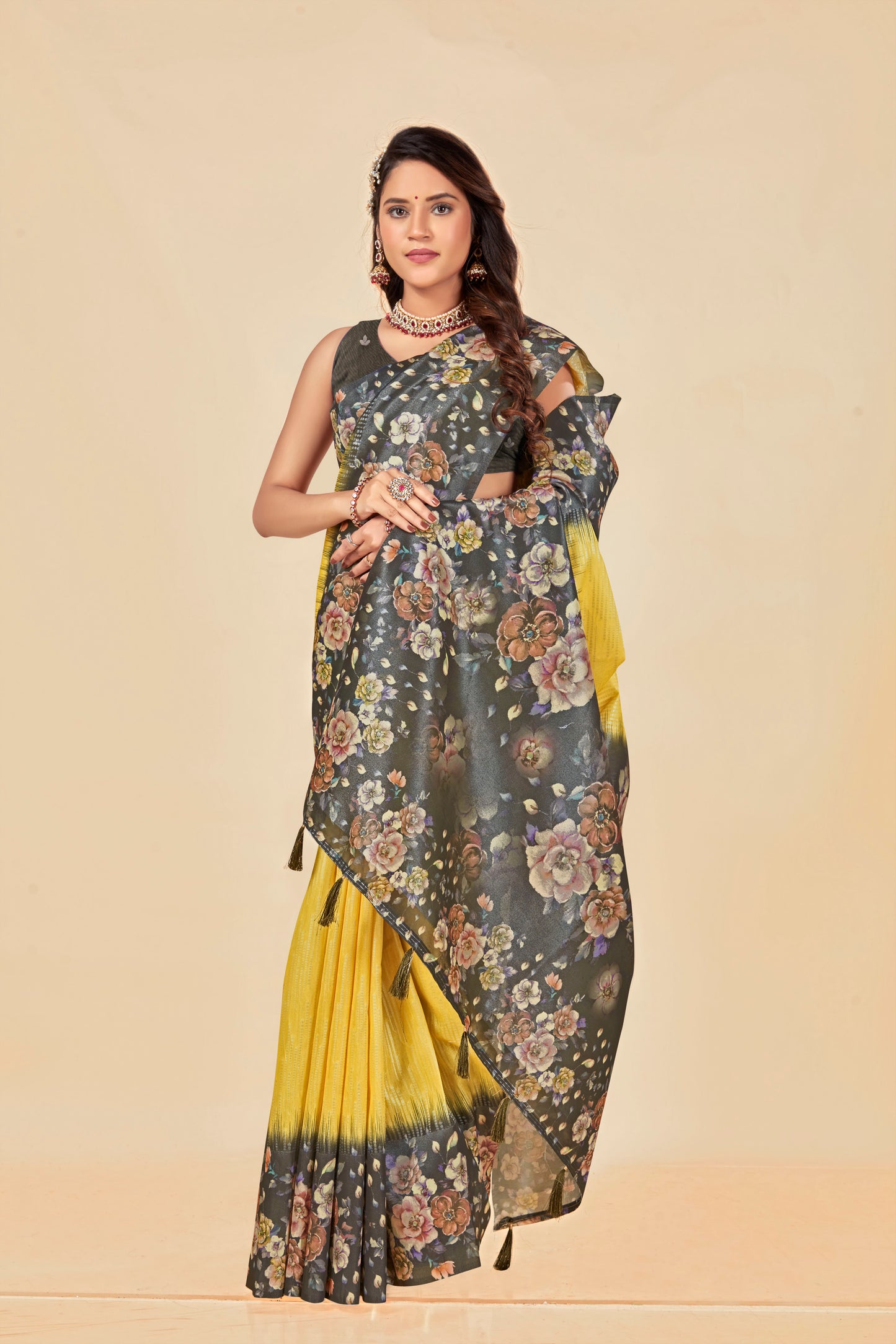 Malabar Multicolour Jacquard Saree with Elegant Digital Print 4 (8 Colours Available).