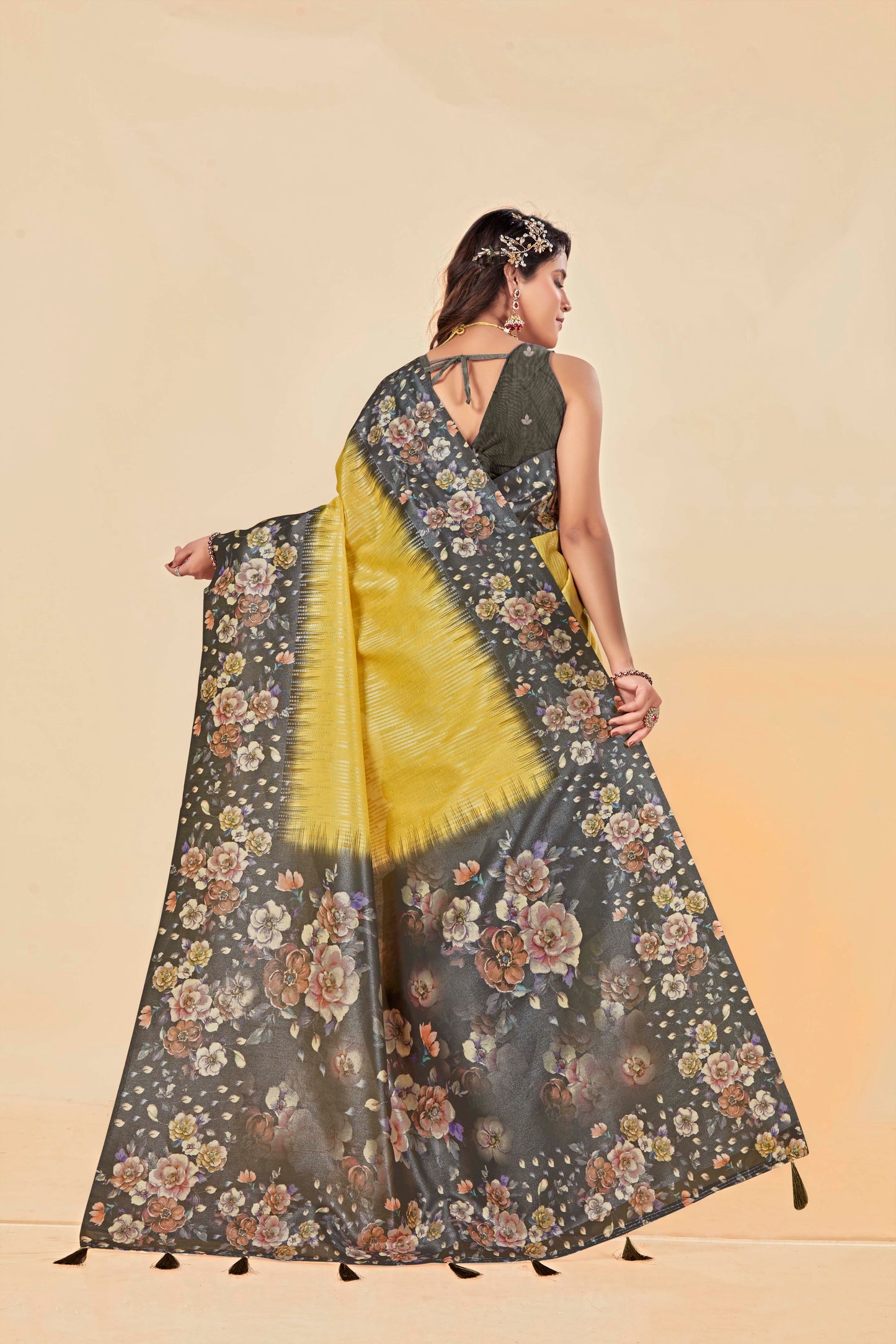 Malabar Multicolour Jacquard Saree with Elegant Digital Print 4 (8 Colours Available).